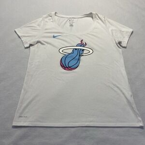 adidas White Tee with Blue and Pink Logo